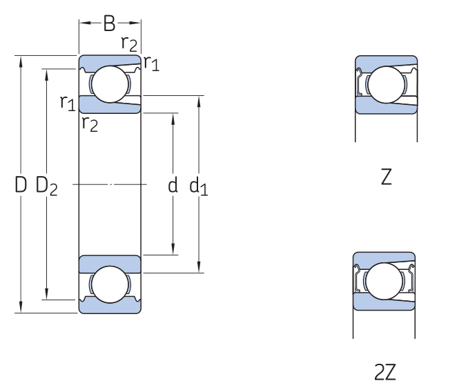 Single row deep groove ball bearing with ball loading notch
