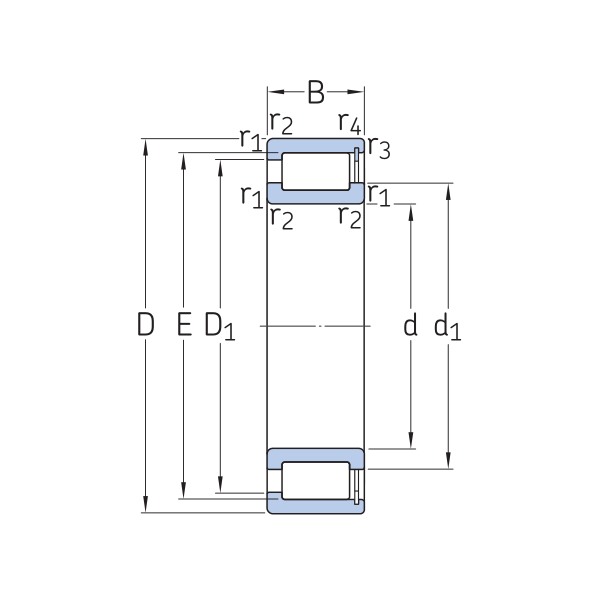 Single row fully loaded cylindrical roller bearing