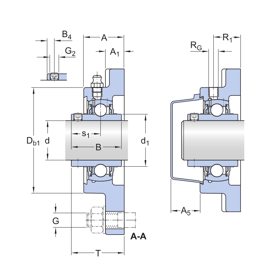 Square flange North American standard cast iron bearing housing ball bearing unit with locking screws