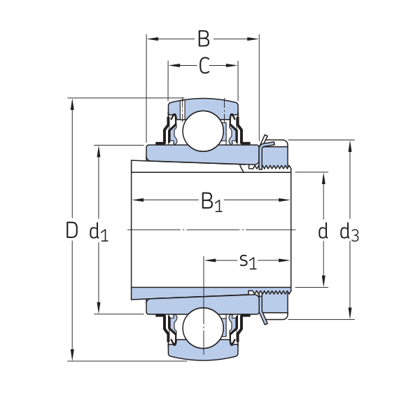 Outer spherical bearing with conical hole
