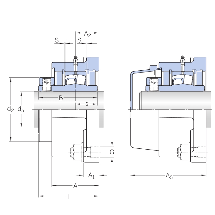 Flange roller bearing unit with cast bearing seat