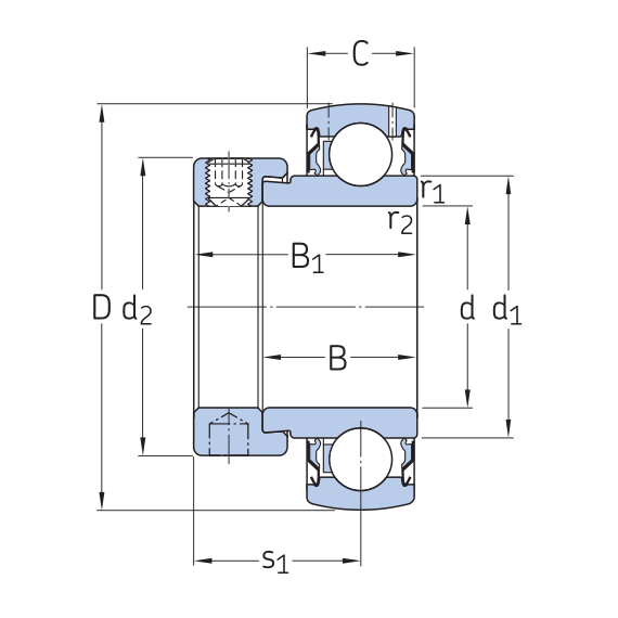 Outer spherical bearing with eccentric locking sleeve