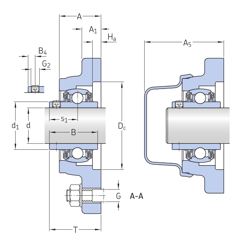 Square flange stainless steel bearing seat ball bearing unit with locking screw