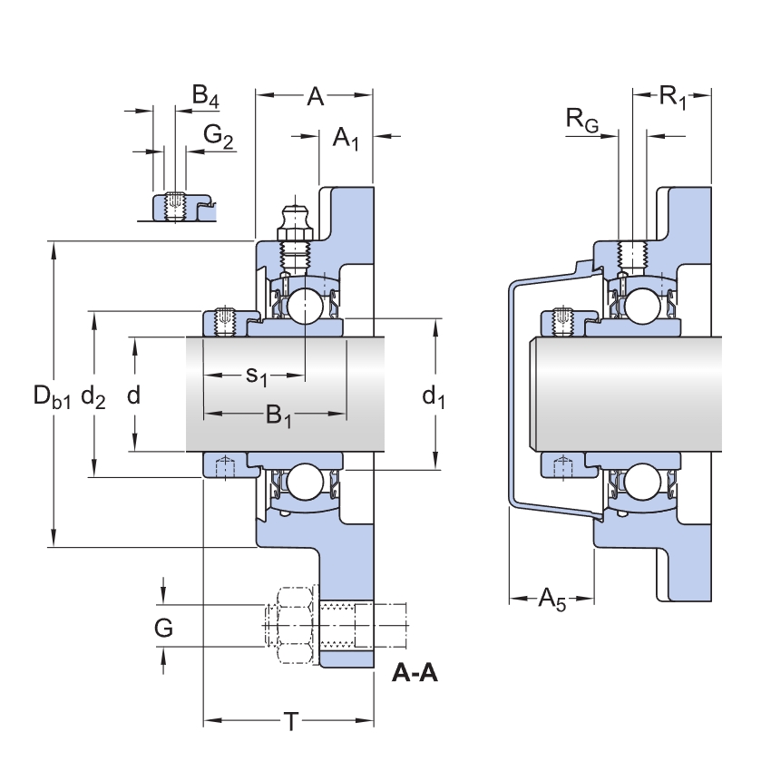 Square flange North American standard cast iron bearing housing ball bearing unit with narrow inner ring and eccentric locking sleeve