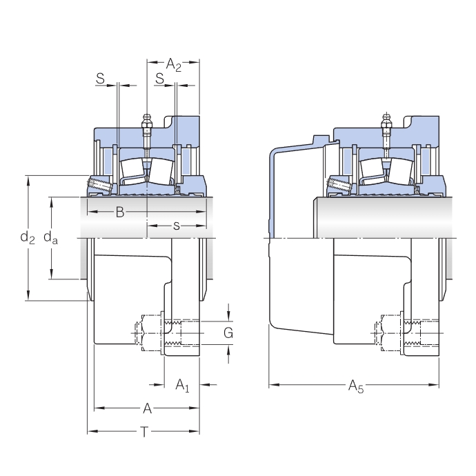 Imperial series square flanged roller bearing unit with SKF ConCentra locking device
